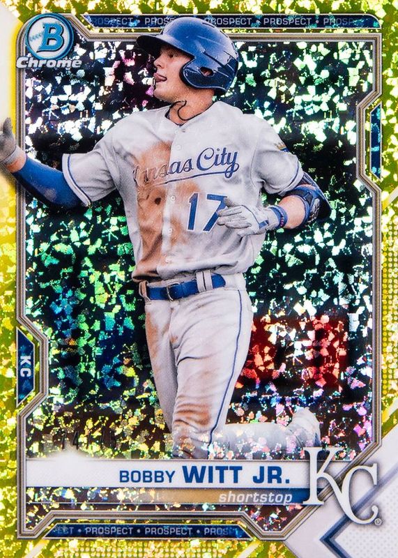 Bobby Witt Jr. 2021 Bowman #BCP-1 Chrome Prospects - Yellow Mini-Diamond Refractor /75 RAW