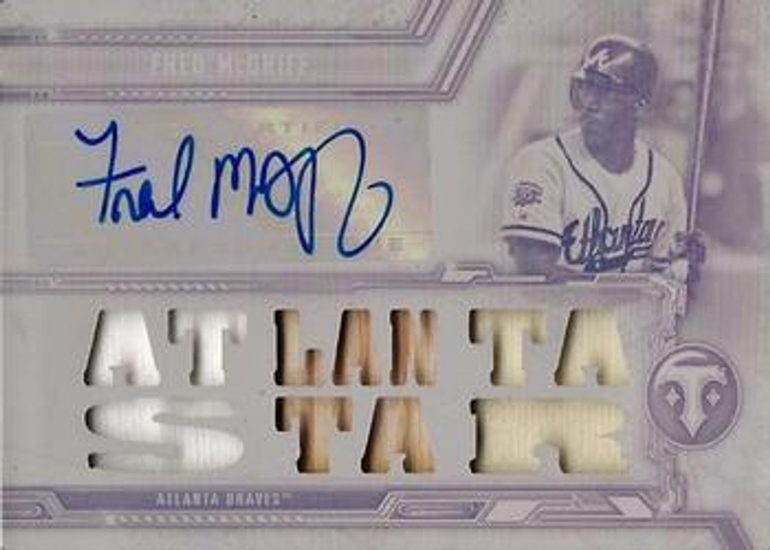 Fred McGriff 2020 Topps Triple Threads #TTAR-FM2 Autographs Relics - Printing Plate Yellow /1 RAW
