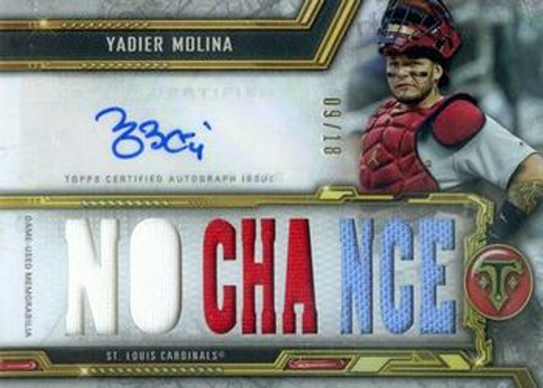 Yadier Molina 2020 Topps Triple Threads #TTAR-YM3 Autographs Relics /18 RAW