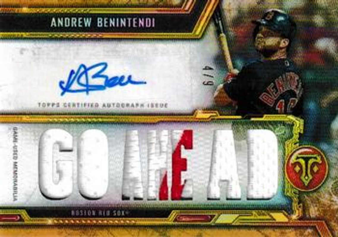 Andrew Benintendi 2020 Topps Triple Threads #TTAR-ABE1 Autographs Relics - Gold /9 RAW