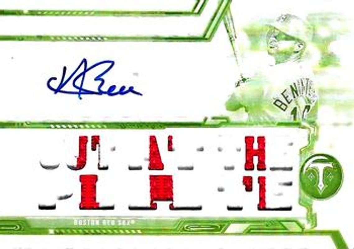 Andrew Benintendi 2020 Topps Triple Threads #TTAR-ABE2 Autographs Relics - Printing Plate Black /1 RAW