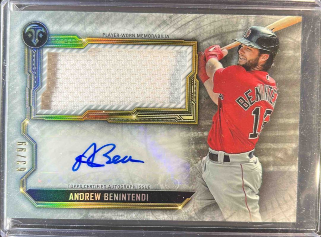 Andrew Benintendi 2020 Topps Triple Threads #ASJR-AB Autographs Single Jumbo Relics /99 RAW