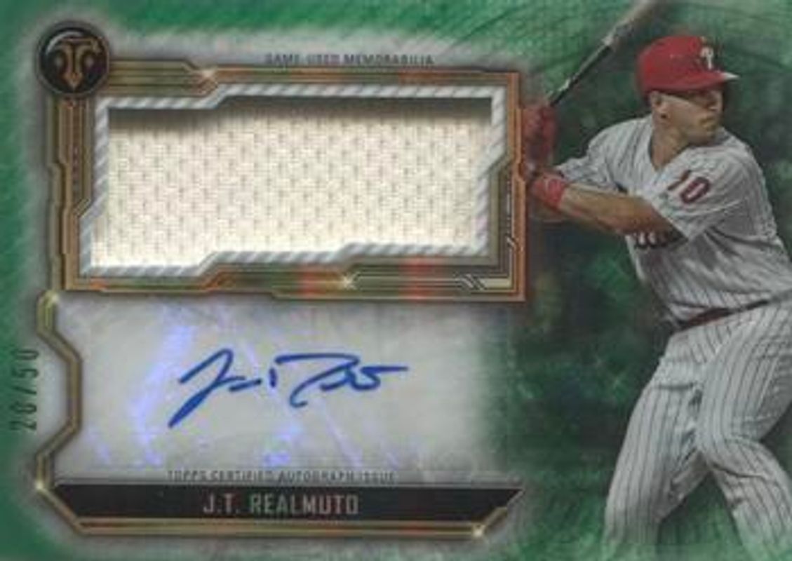 JT Realmuto 2020 Topps Triple Threads #ASJR-JR Autographs Single Jumbo Relics - Emerald /50 RAW