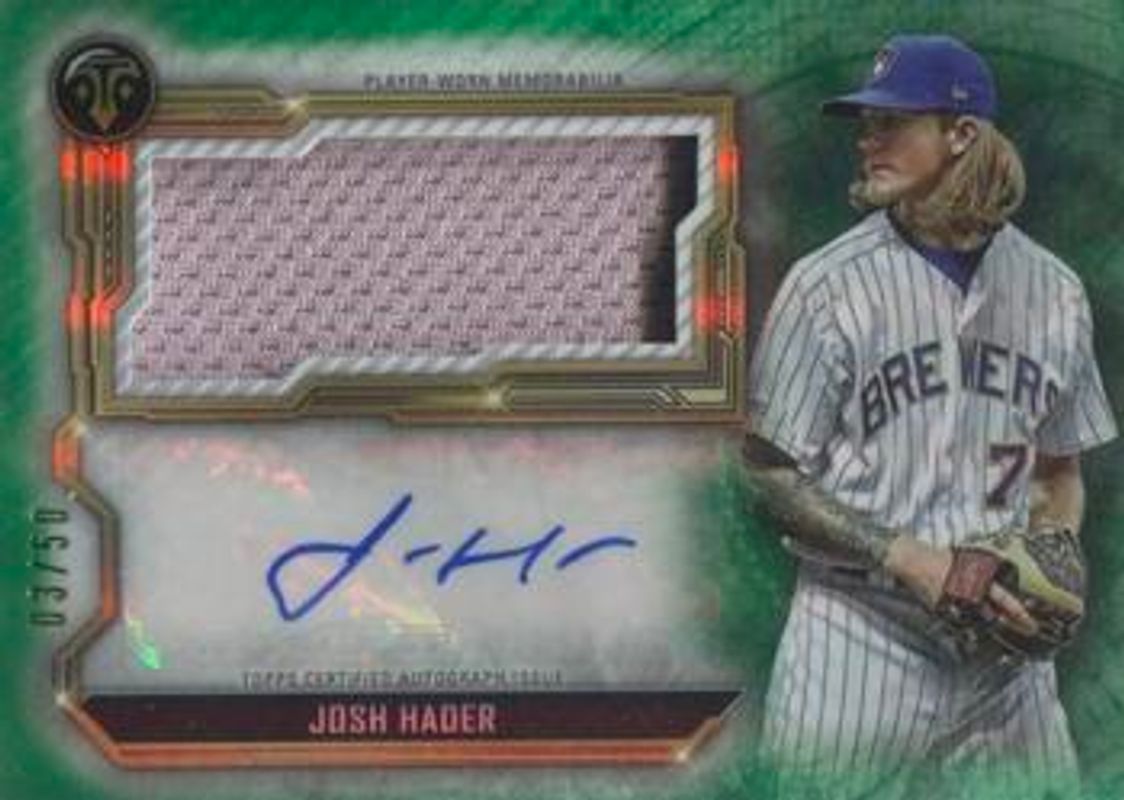 2020 Topps Triple Threads #ASJR-JH Autographs Single Jumbo Relics - Emerald /50
