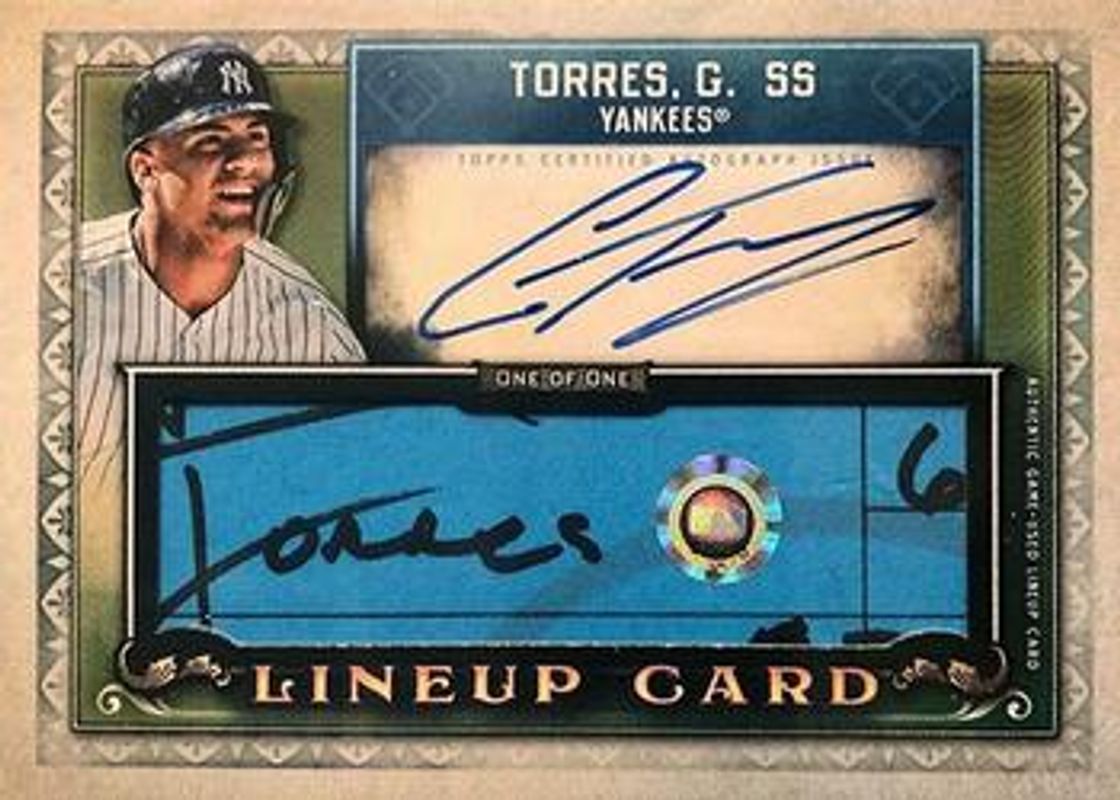 Gleyber Torres 2020 Topps Gypsy Queen #ALC-GT Autographed Lineup Cards /1 RAW