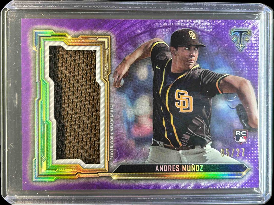 Andres Munoz 2020 Topps Triple Threads #SJR-AMU Single Jumbo Relic - Amethyst /27 RAW