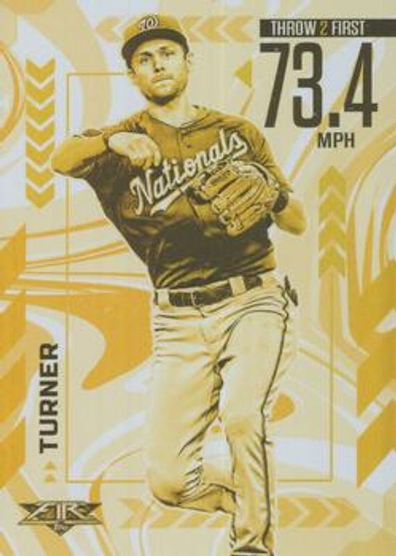 Trea Turner 2020 Topps Fire #AA-15 Arms Ablaze - Gold Minted RAW