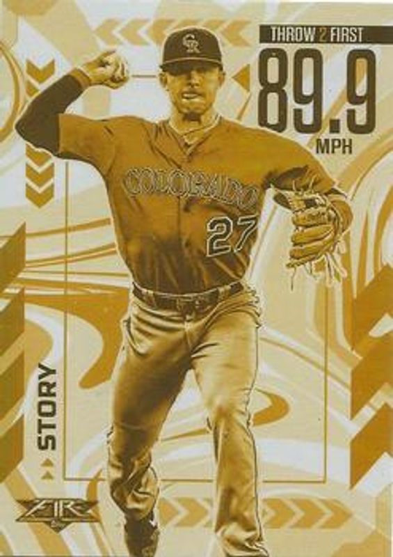 Trevor Story 2020 Topps Fire #AA-3 Arms Ablaze - Gold Minted RAW