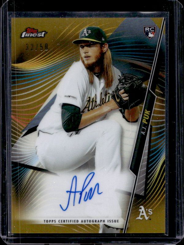 AJ Puk 2020 Topps Finest #FA-AP Autographs - Gold Refractor /50 Rookie RAW