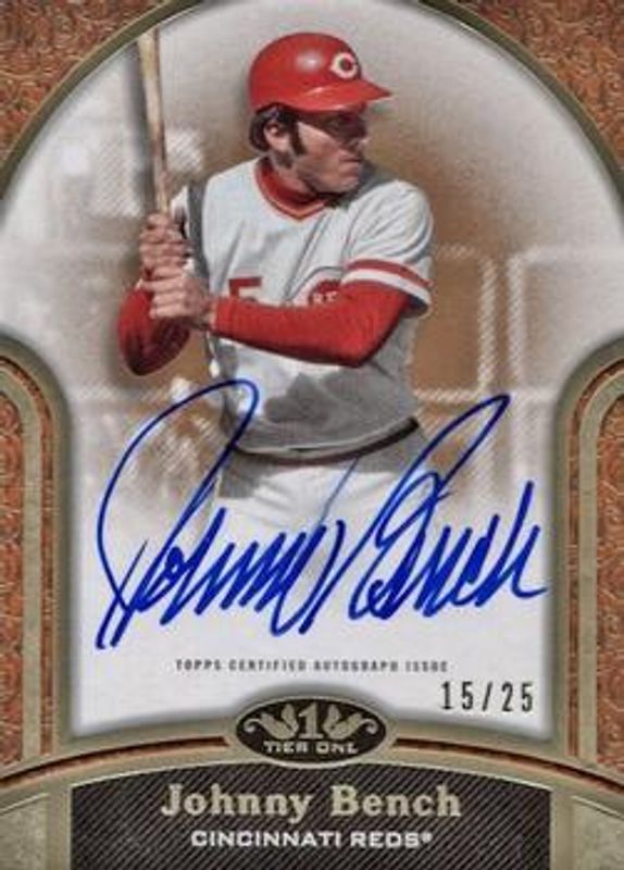 Johnny Bench 2020 Topps Tier One #NLA-JB Next Level Autographs RAW