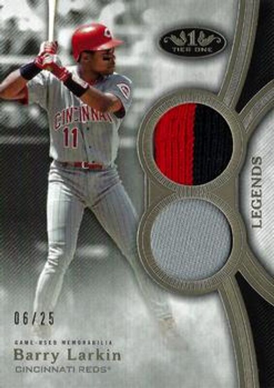 Barry Larkin 2020 Topps Tier One #T1LDR-BL Legend Dual Relics /25 RAW