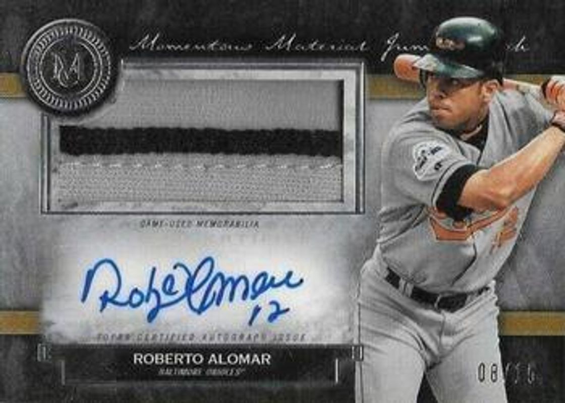 Roberto Alomar 2020 Topps Museum Collection #JPA-RA Momentous Material Jumbo Patch Autographs /15 RAW
