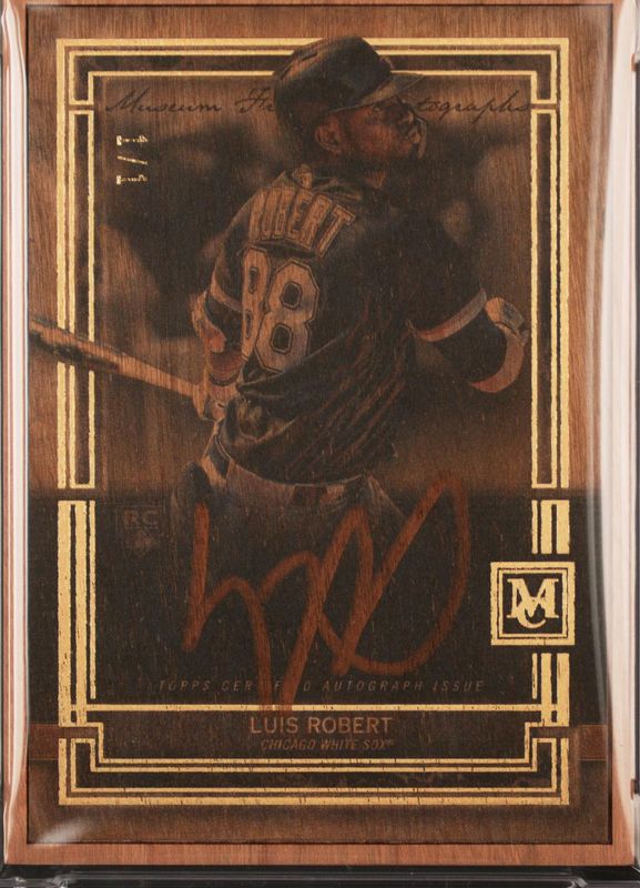 Luis Robert Jr. 2020 Topps Museum Collection #MFA-LR Museum Framed Autographs - Wood Frame /1 Rookie RAW