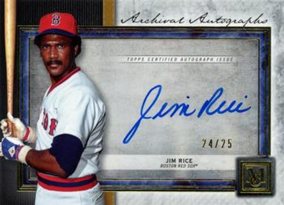 Jim Rice 2020 Topps Museum Collection #AA-JRI Archival Autographs - Gold /25 RAW