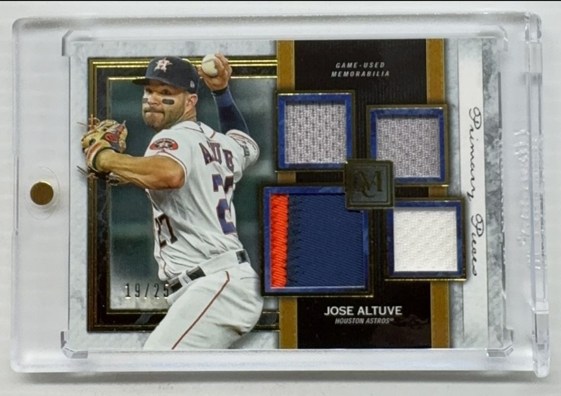 Jose Altuve 2020 Topps Museum Collection #SPQR-JAL Single-Player Primary Pieces Quad Relics - Gold /25 RAW