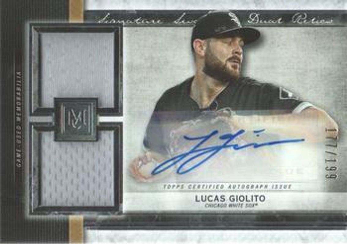 Lucas Giolito 2020 Topps Museum Collection #SSDA-LGI Single-Player Signatures Swatches Dual Relic Autographs /299 RAW