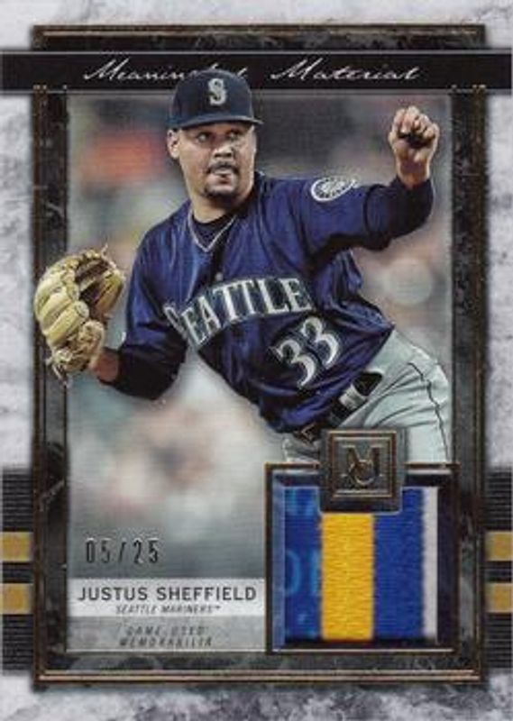 Justus Sheffield 2020 Topps Museum Collection #MMR-HRY Meaningful Material Relics - Gold /25 RAW