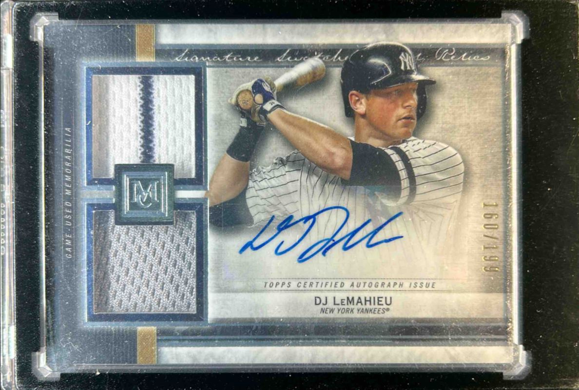 DJ LeMahieu 2020 Topps Museum Collection #SSDA-DL Single-Player Signatures Swatches Dual Relic Autographs /299 RAW