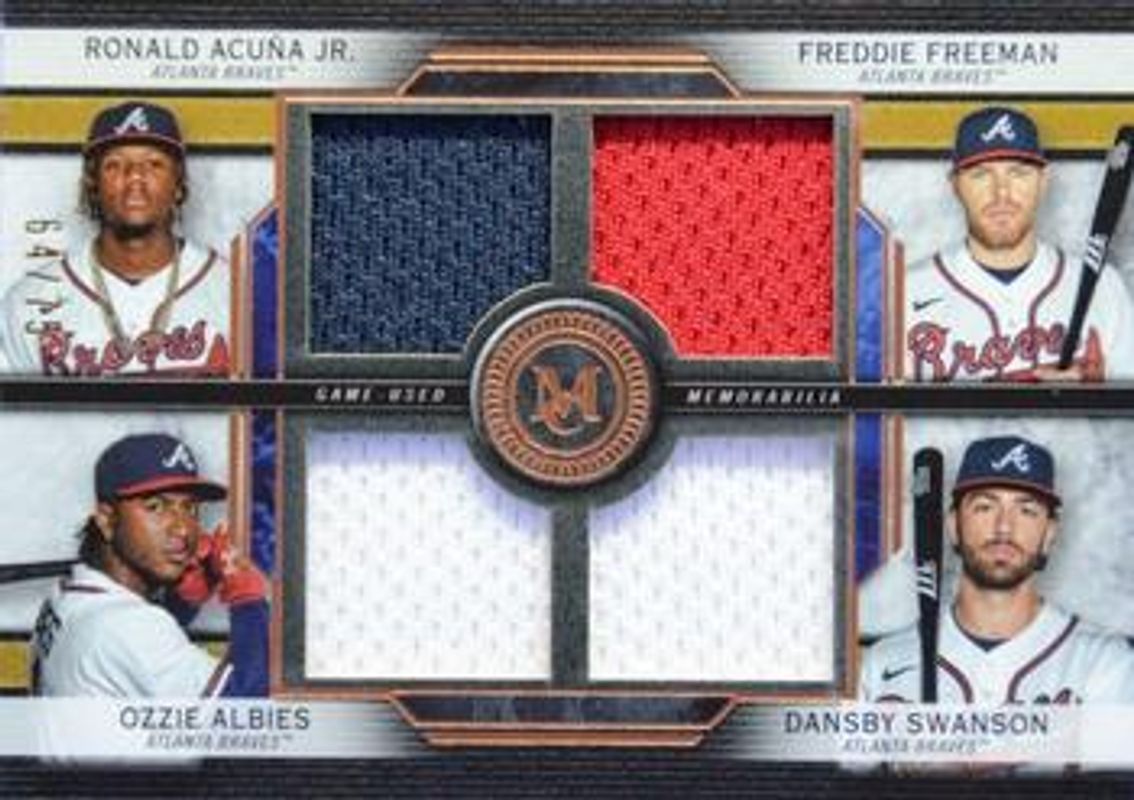 Ronald Acuna Jr. 2020 Topps Museum Collection #FPR-AFAS Four-Player Primary Pieces Quad Relics - Copper /75 RAW