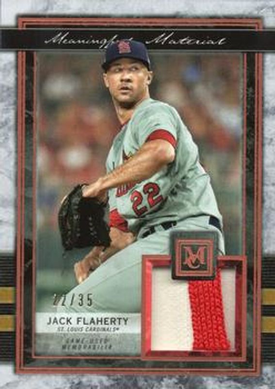 Jack Flaherty 2020 Topps Museum Collection #MMR-JFL Meaningful Material Relics - Copper /35 RAW