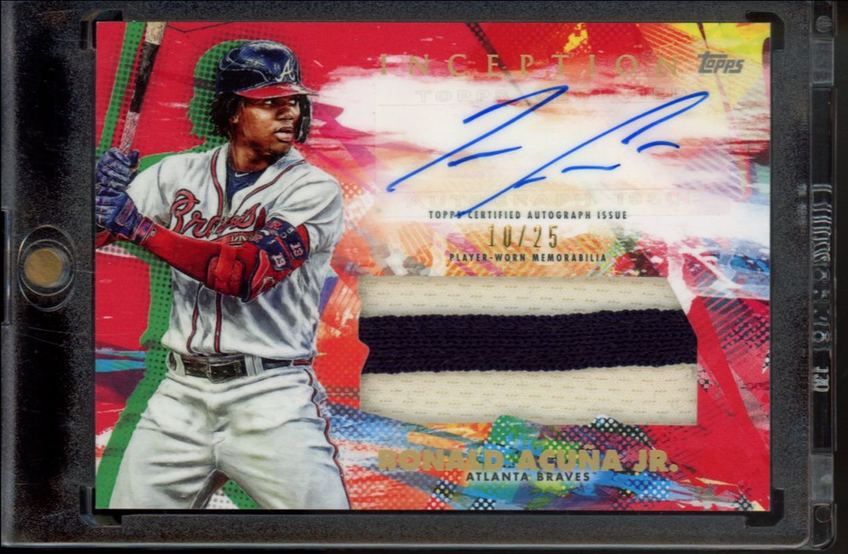 Ronald Acuna Jr. 2020 Topps Inception #IAP-RAJ Autographs Patch - Red /25 RAW