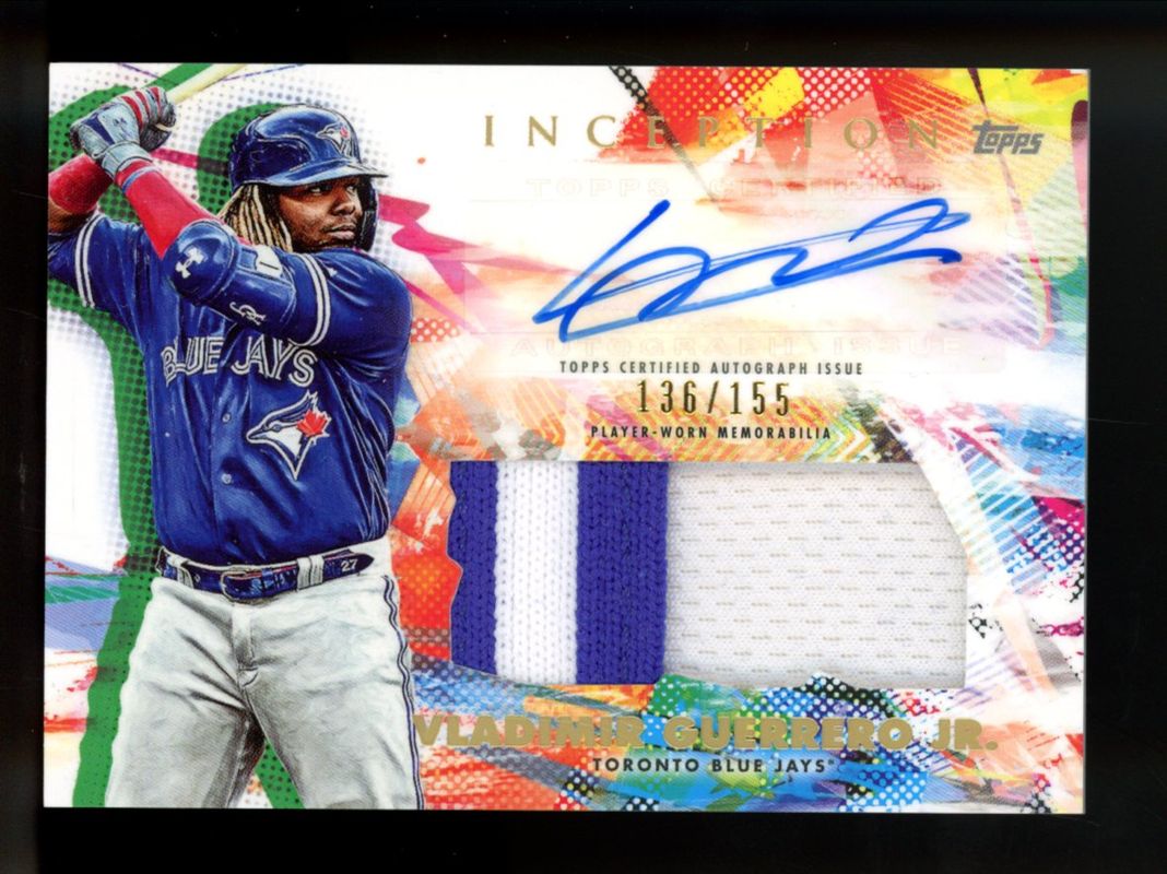 Aaron Judge / Bobby Witt Jr. / Vladimir Guerrero Jr. 2020 Topps Inception #IAP-VGJ Autographs Patch /155 RAW