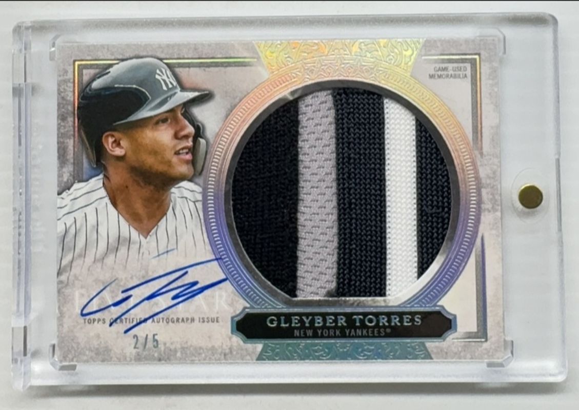 Gleyber Torres 2020 Topps Five Star #AJP-GTO Autographed Jumbo Patch - Silver Rainbow /5 RAW