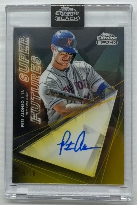 Pete Alonso 2020 Topps Chrome Black #SFA-PA Super Futures Autographs - Gold /50 RAW