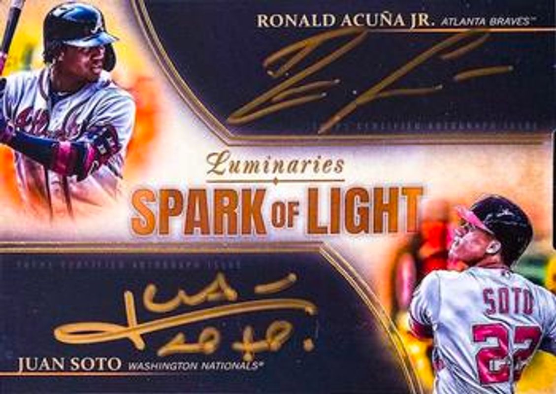 Ronald Acuna Jr. 2020 Topps Luminaries #SLDA-AS Spark of Light Dual Autographs - Gold RAW