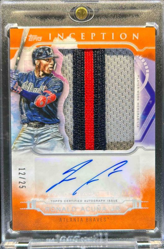 Ronald Acuna Jr. 2019 Topps Inception #IAJ-RAJ Autographs Jumbo Patch - Orange /25 RAW