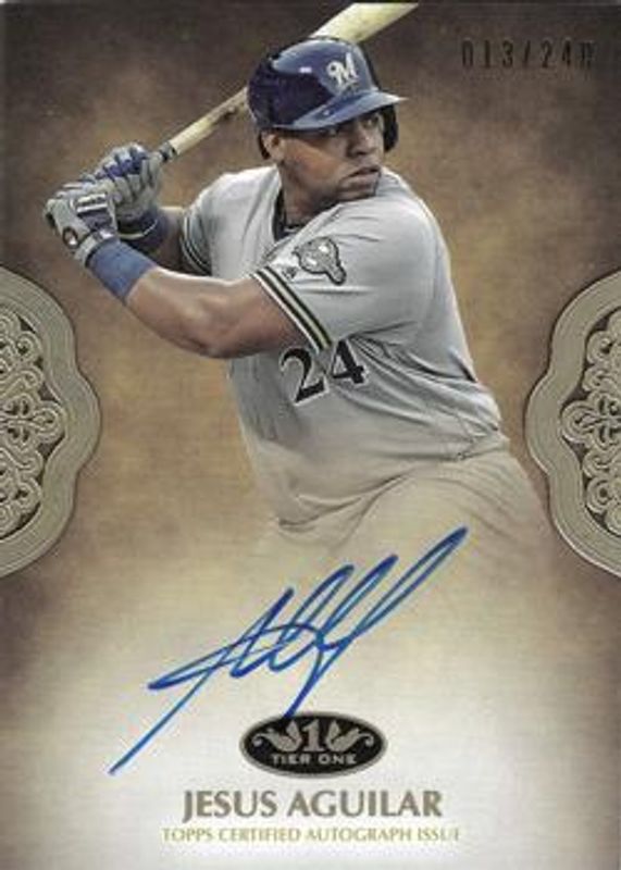 Jesus Aguilar 2019 Topps Tier One #PPA-JAG Prime Performers Autographs /100 RAW