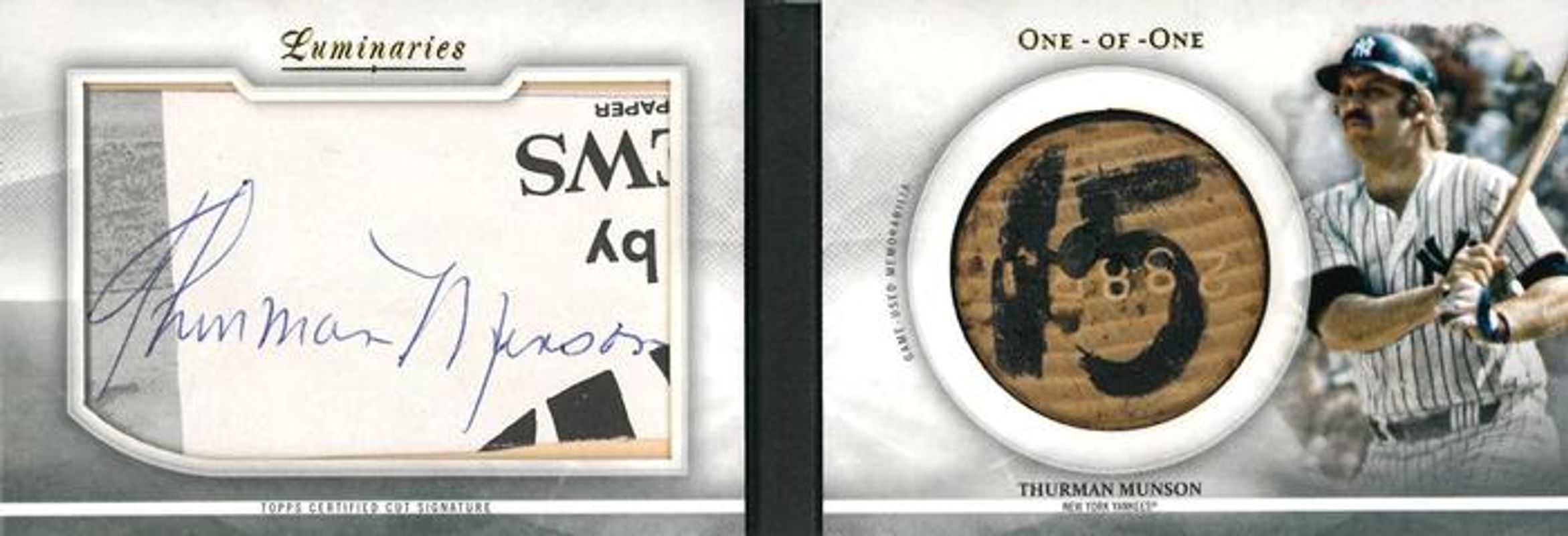 Thurman Munson 2019 Topps Luminaries #CSB-TM Cut Signatures Bat Knob Book /1 RAW