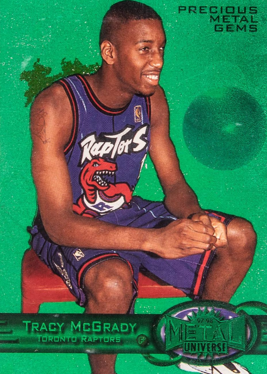 Tracy McGrady 1997 Metal Universe #42 Precious Metal Gems Green
