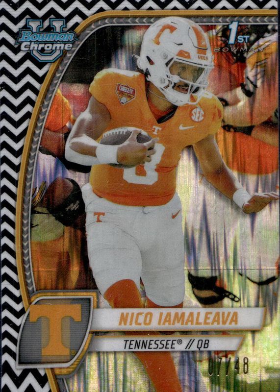 Nico Iamaleava 2024 Bowman Chrome University #139 Black & White Stealth Refractor /48 (1st) RAW