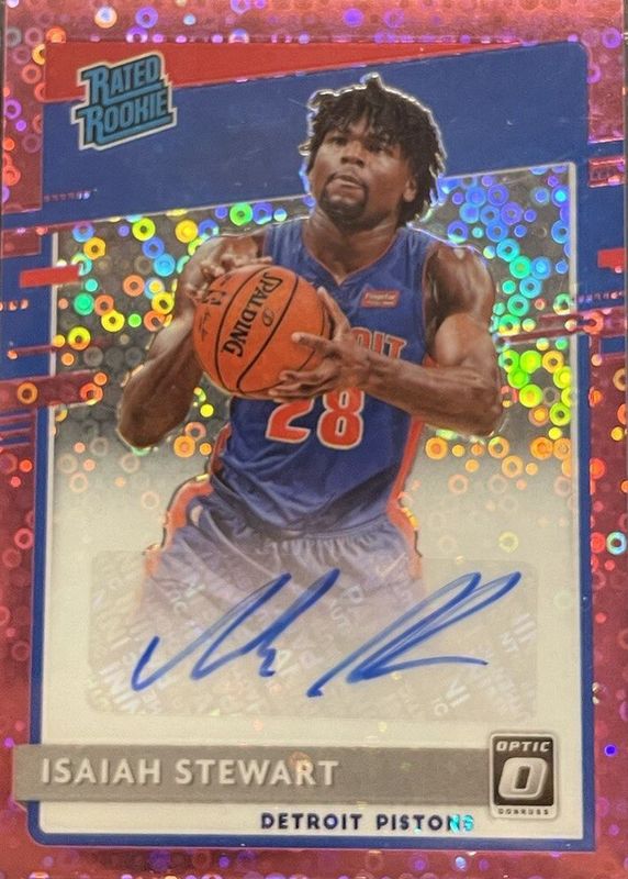 Isaiah Stewart 2020 Optic #166 Rated Rookie Signatures - Fast Break Pink /20 RAW