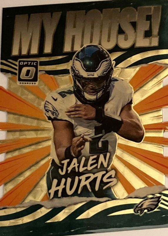 Jalen Hurts 2021 Optic #MH-14 My House! - Gold Vinyl /1 RAW