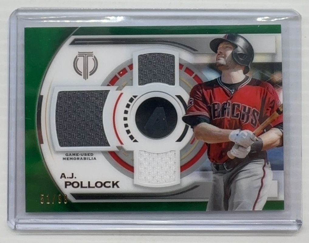 AJ Pollock 2019 Topps Tribute #TTR-AP Single-Player Triple Relics - Green /99 RAW