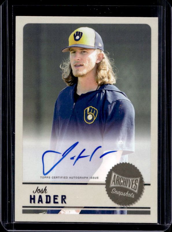 Josh Hader 2019 Topps Archives Snapshots #AS-JH Autographs RAW