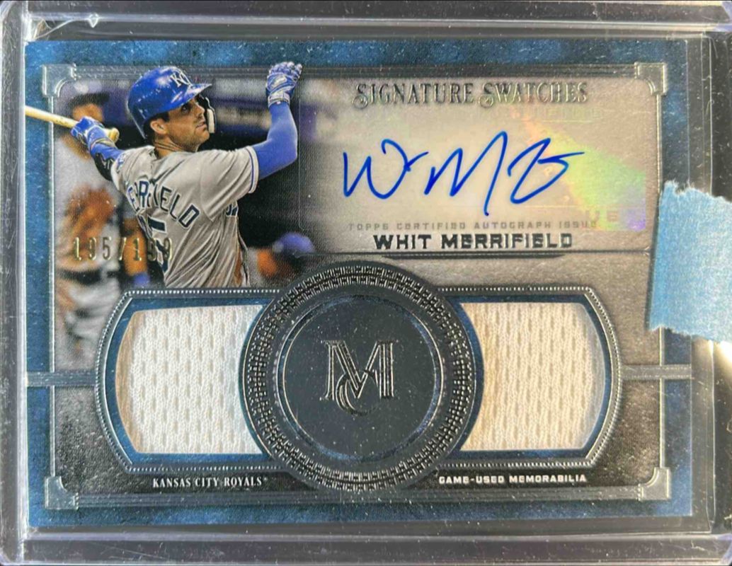 Whit Merrifield 2019 Topps Museum Collection #SSDA-WM Single-Player Signatures Swatches Dual Relic Autographs /199 RAW