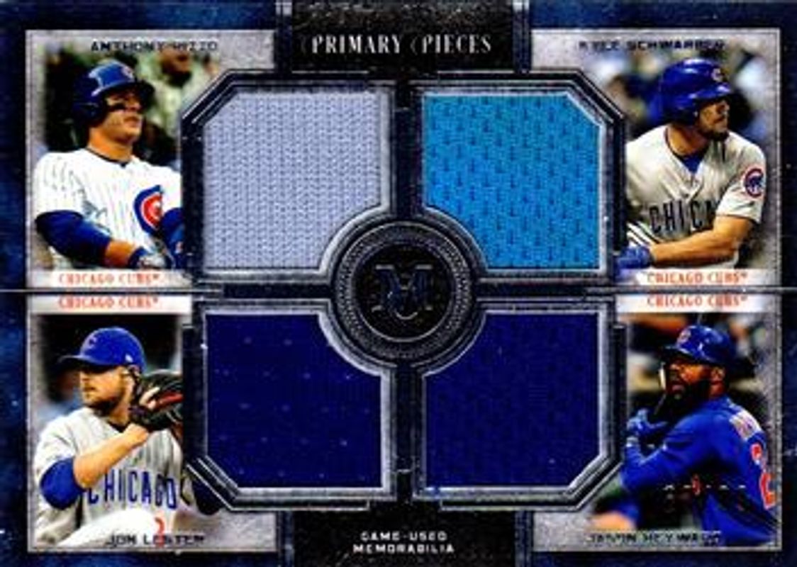 Kyle Schwarber 2019 Topps Museum Collection #FPR-RSLH Four-Player Primary Pieces Quad Relics /99 RAW