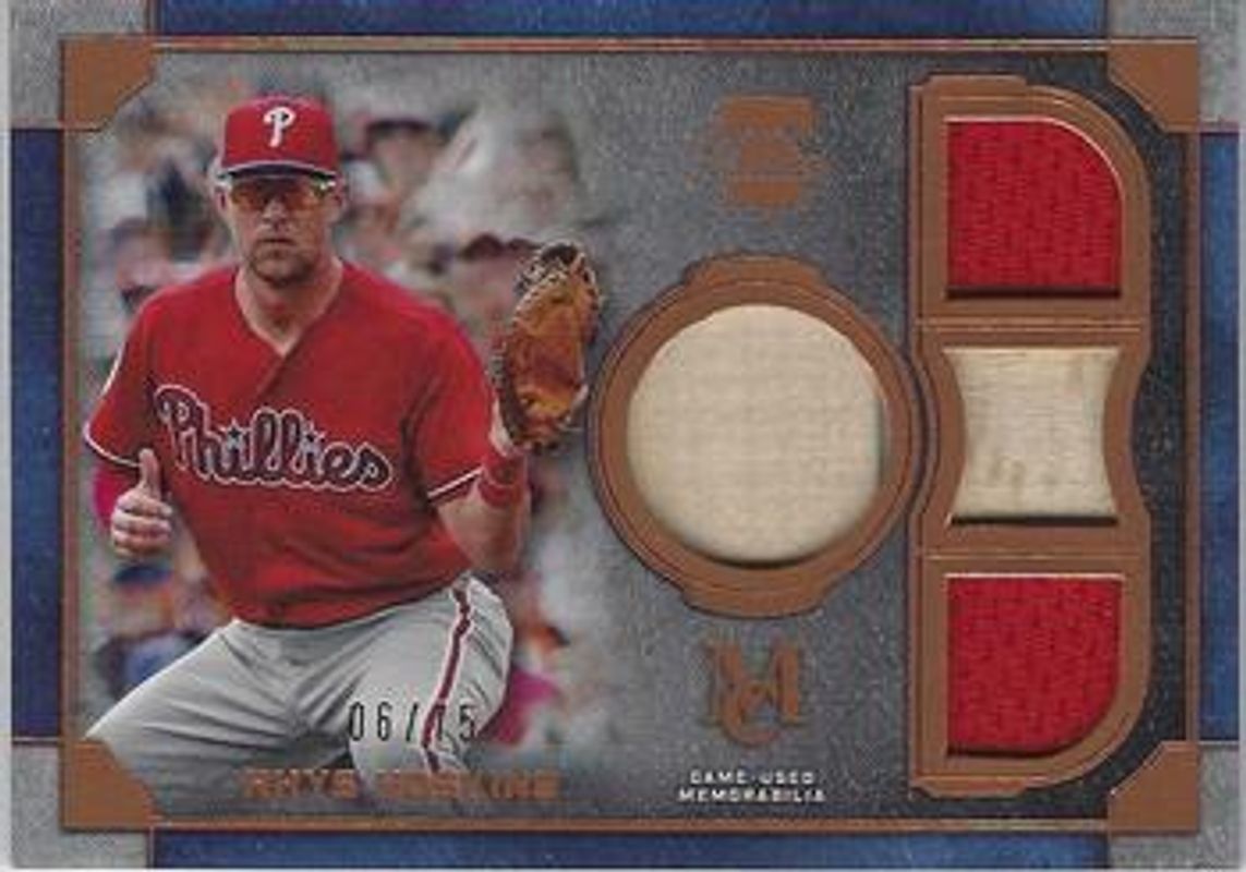 Rhys Hoskins 2019 Topps Museum Collection #SPQR-RH Single-Player Primary Pieces Quad Relics - Copper /75 RAW
