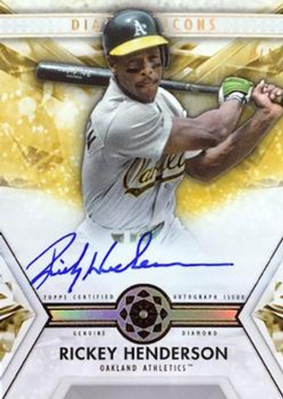 Rickey Henderson 2019 Topps Diamond Icons #ADR-RH Autographed Diamond Relics - Gold /1 RAW