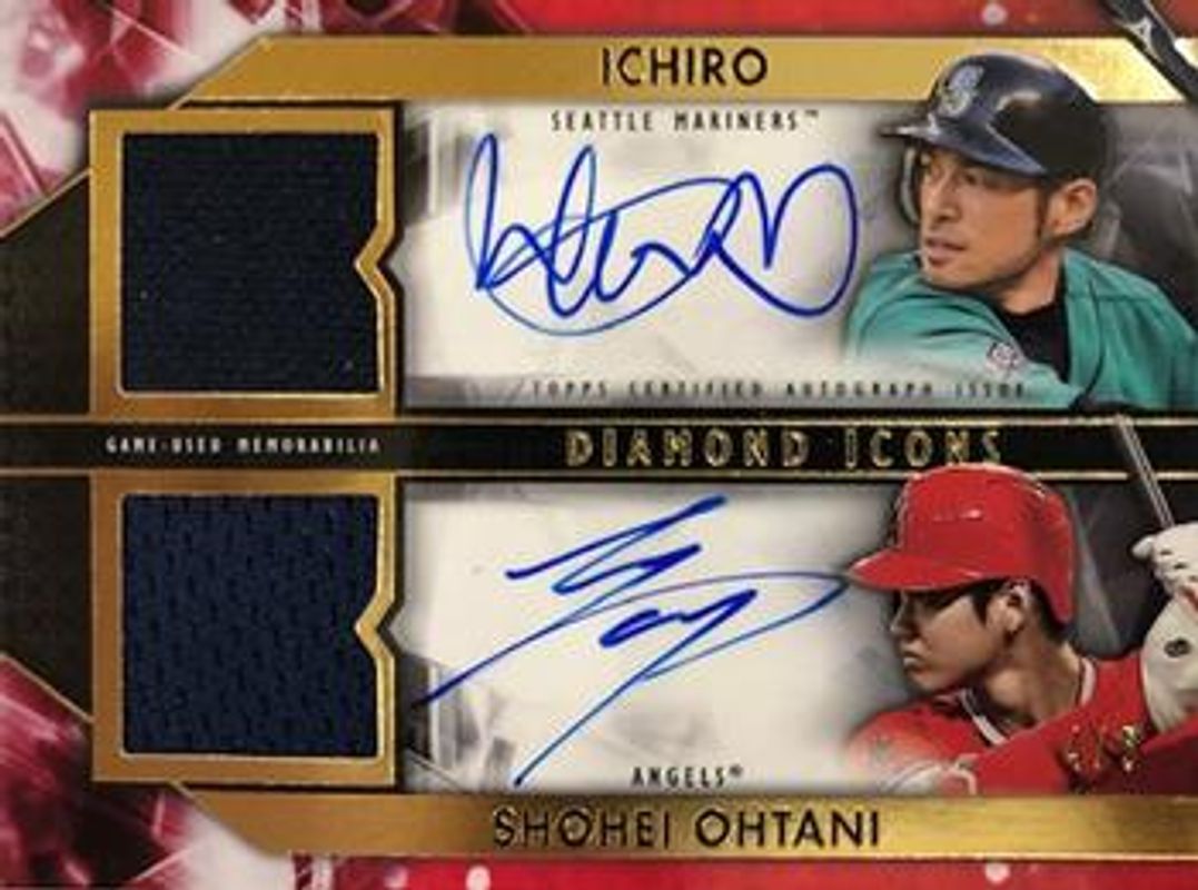 Shohei Ohtani 2019 Topps Diamond Icons #DPDA-IO Dual-Player Autographs Relics - Red /5 RAW