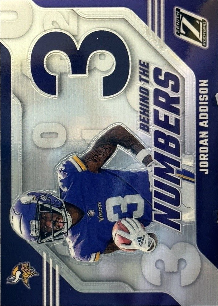 Jordan Addison 2023 Zenith #14 Behind the Numbers - Silver Price Guide ...
