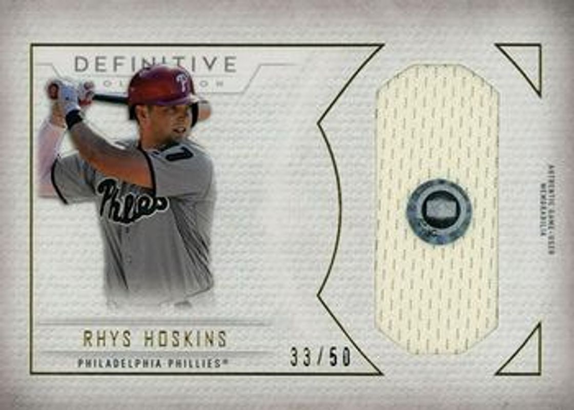 Rhys Hoskins 2019 Topps Definitive Collection #DJRC-RH Jumbo Relic Collection /50 RAW