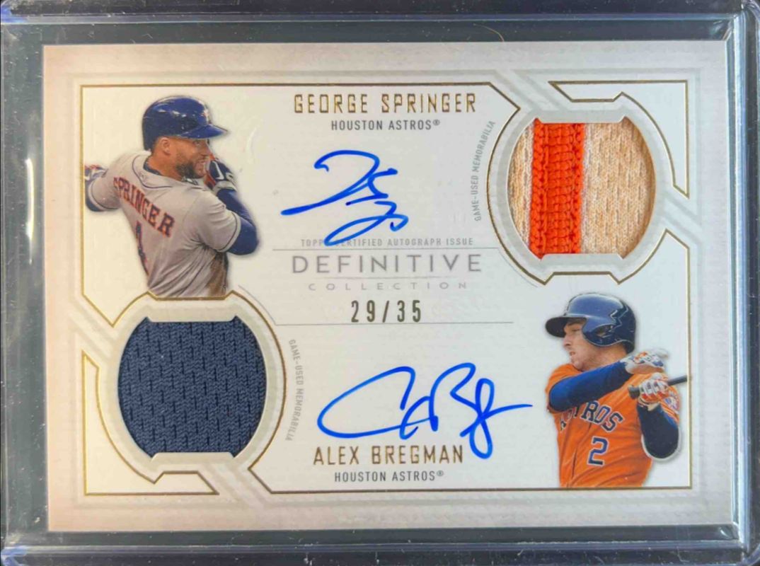 Alex Bregman 2019 Topps Definitive Collection #DAR-GB Dual Autographs Relic Collection RAW