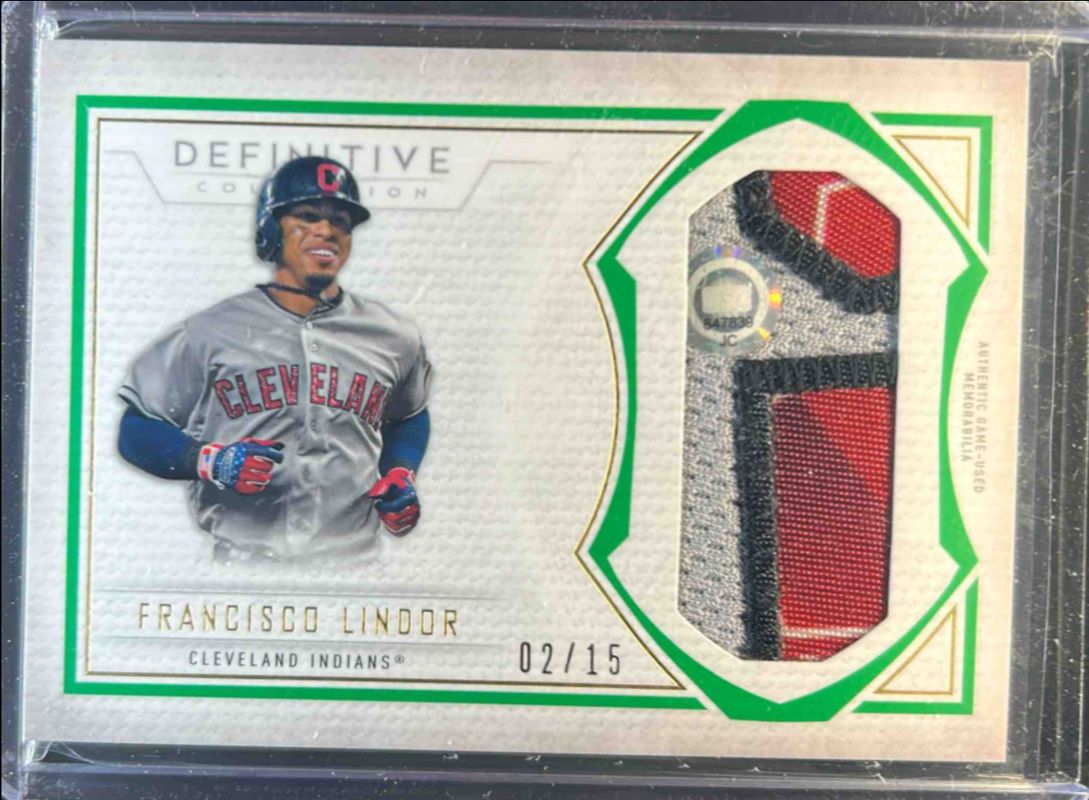Francisco Lindor 2019 Topps Definitive Collection #DJRC-FL Jumbo Relic Collection - Green /15 RAW