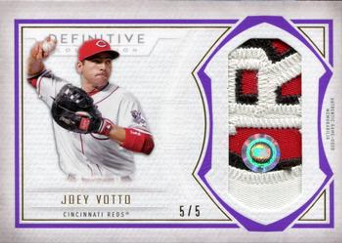 Joey Votto 2019 Topps Definitive Collection #DJRC-JV Jumbo Relic Collection - Purple /5 RAW
