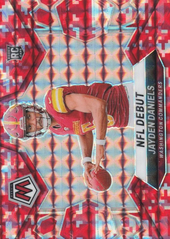 Jayden Daniels 2024 Mosaic #272 NFL Debut - Red Camo Rookie RAW