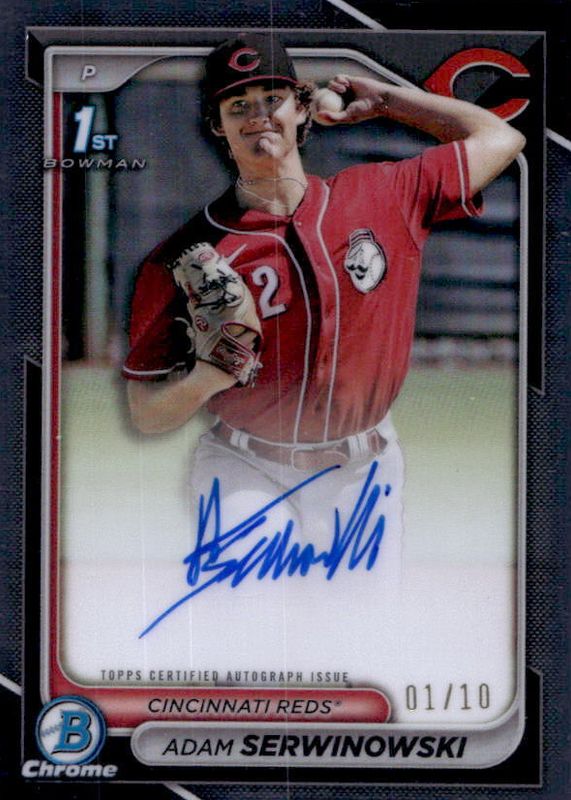Adam Serwinowski 2024 Bowman Chrome #CPA-ASE Prospect Auto - Black Refractor /10 (1st) RAW